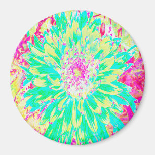 Geel en magenta Decoratieve Dahlia Flower Magneet