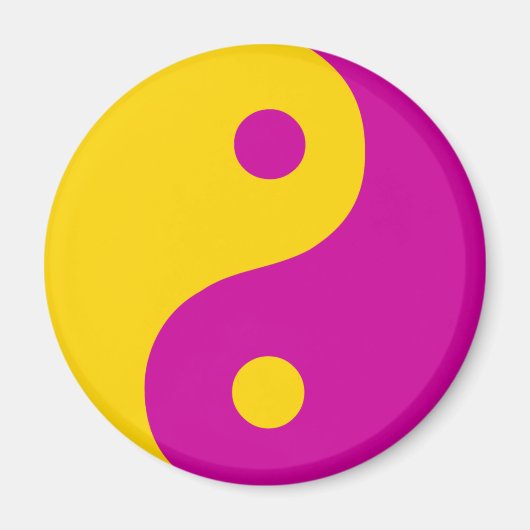 Geel en magenta Yin Yang Taoist Symbool Magneet (Voorkant)