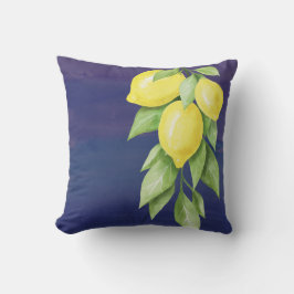 Geel en marineblauw Lemon floral Pillow Kussen