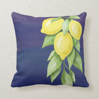 Geel en marineblauw Lemon floral Pillow Kussen