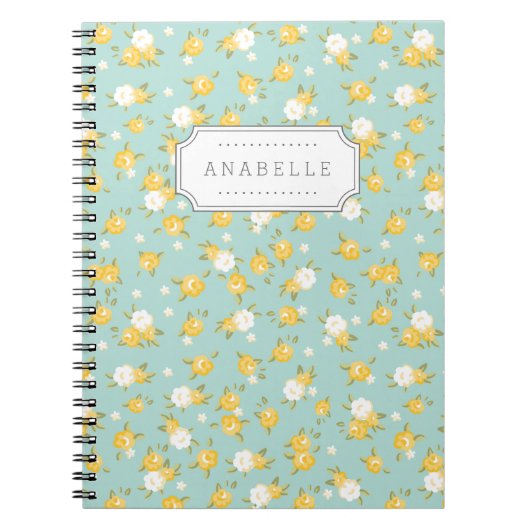 Geel en Mint Chic  Afdrukmonogram Notitieboek (Voorkant)