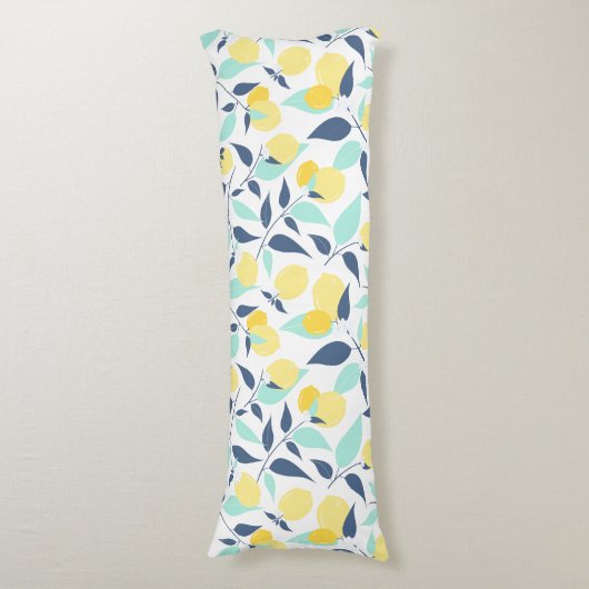 Geel en Mint Lemons Patroon Lichaamskussen (Voorkant Verticaal)