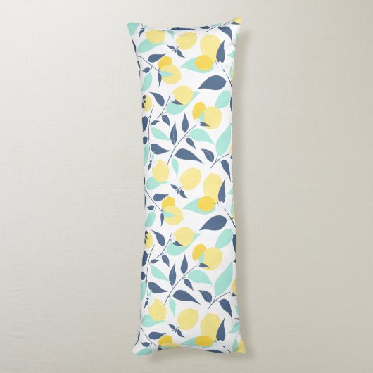 Geel en Mint Lemons Patroon Lichaamskussen (Achterkant (Verticaal))