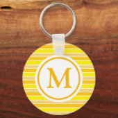 Geel en Oranje horizontaal gestreept monogram Sleutelhanger (Achterkant)