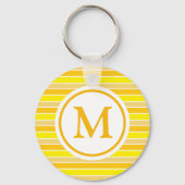 Geel en Oranje horizontaal gestreept monogram Sleutelhanger (Achterkant)