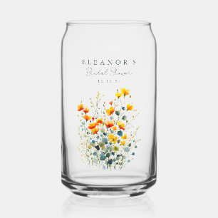 Geel en Oranje Meadow Wildflower Vrijgezellenfeest Blikvorm Glas