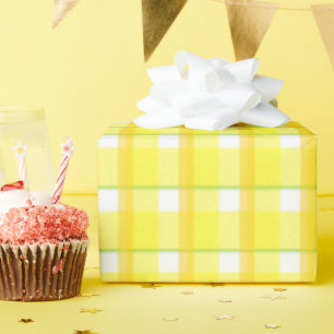 Geel en oranje ruitpatroon cadeaupapier