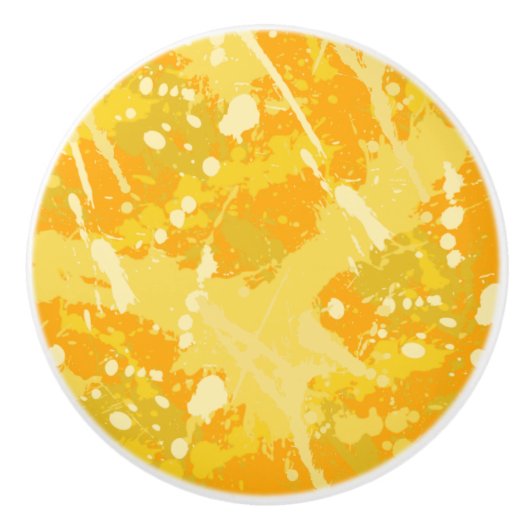 Geel en Oranje schildpad Keramische Knop (Voorkant)