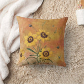 Geel en Oranje Shabby Floral Kussen (Deken)