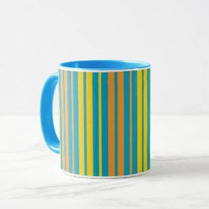 Geel en oranje verticale strepen Blauw Mok