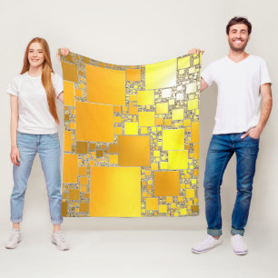 Geel en Oranje vierkant, gevlekt Fleece Deken