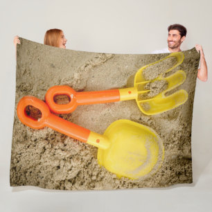 Geel en Oranje zand Fleece Deken