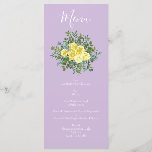 Geel en Paars  Elegant Spring Wedding Menu (Voorkant)