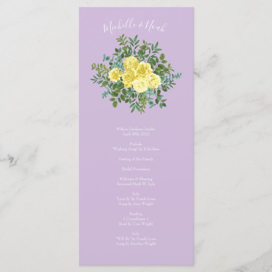 Geel en Paars  Elegant Spring Wedding Menu (Voorkant)