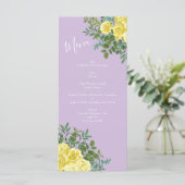 Geel en Paars  Elegant Spring Wedding Menu (Staand voorkant)