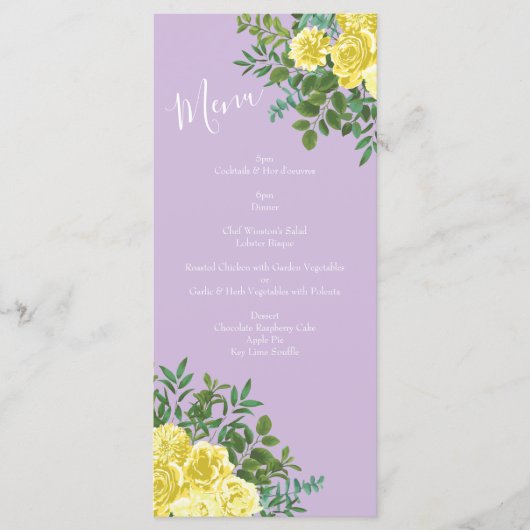 Geel en Paars  Elegant Spring Wedding Menu (Voorkant)