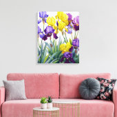 Geel en Paars Irises Canvas Afdruk (Insitu (Woonkamer))