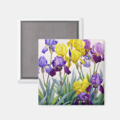 Geel en Paars Irises Magneet (Voorkant / Achterkant)