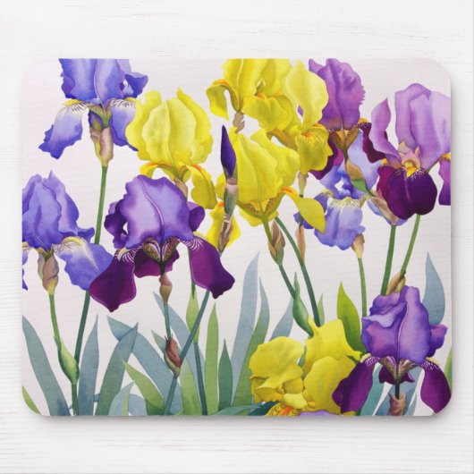 Geel en Paars Irises Muismat (Voorkant)