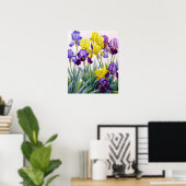 Geel en Paars Irises Poster (Thuiskantoor)