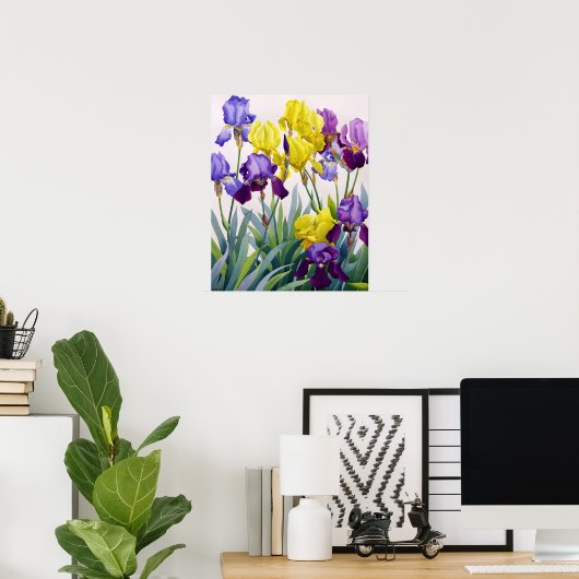Geel en Paars Irises Poster (Thuiskantoor)