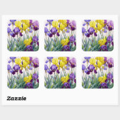 Geel en Paars Irises Vierkante Sticker (Vel)