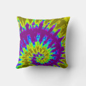 Geel en Paars Spiral Tie Dye Pillow Kussen (Achterkant)