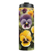 Geel en paarse pansies waterverf schilderij