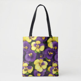 Geel en Paarse Pansy Flowers Draagtas