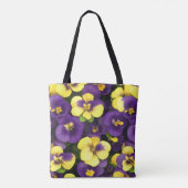 Geel en Paarse Pansy Flowers Draagtas (Achterkant)