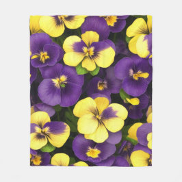 Geel en Paarse Pansy Flowers Fleece Deken