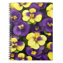 Geel en Paarse Pansy Flowers Notitieboek