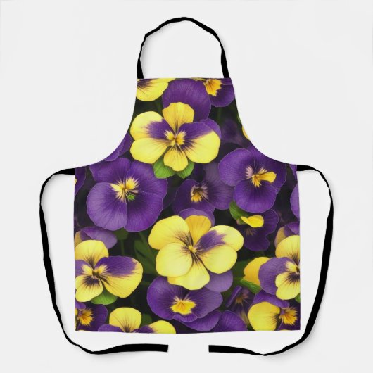 Geel en Paarse Pansy Flowers Schort (Voorkant)