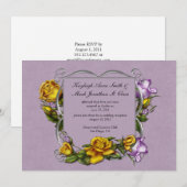 Geel en Paarse Rozen Post Huwelijksfeest Kaart (Voorkant / Achterkant)