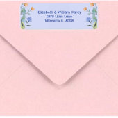 Geel en periwinkle bloemendecor Retouradreslabel Etiket