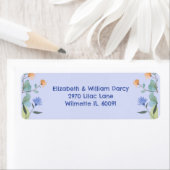 Geel en periwinkle bloemendecor Retouradreslabel Etiket (Insitu)