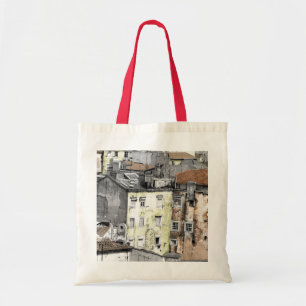 GEEL EN PINK HUISVESTING IN LISSABON FOTOGRAAF TOTE BAG