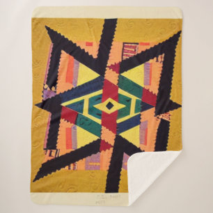 Geel en rood Aztec Quilt Sherpa Deken