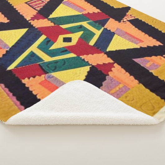 Geel en rood Aztec Quilt Sherpa Deken (3/4)