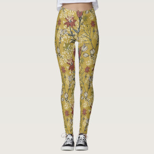 Geel en rood bloempatroon leggings