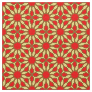 Geel en rood elegant mozaïekpatroon stof