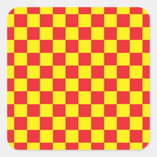 Geel en rood, gecontroleerd vierkante sticker (Voorkant)