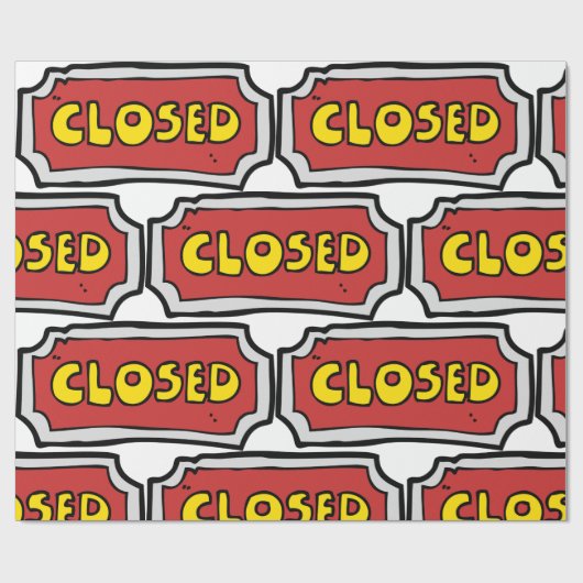 Geel en rood gesloten teken cadeaupapier (Vlak)