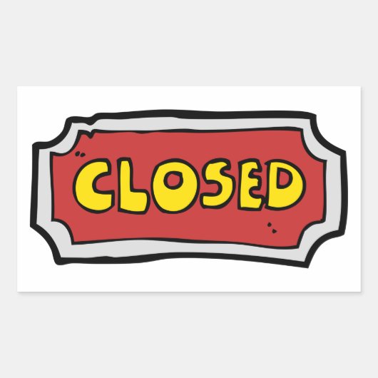 Geel en rood gesloten teken rechthoekige sticker (Voorkant)