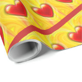 Geel en rood houden van harten. cadeaupapier (Rol Hoek)