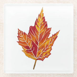Geel en rood Maple Leaf Glass Onderzetter