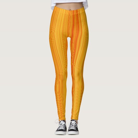 Geel en rood patroon verticale strepen leggings (Voorkant)