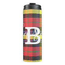Geel en rood Tartan Gecontroleerde monogram Naam