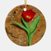 Geel en rood Tulip Keramisch Ornament (Voorkant)