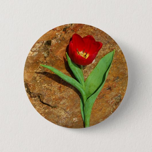 Geel en rood Tulip Ronde Button 5,7 Cm (Voorkant)